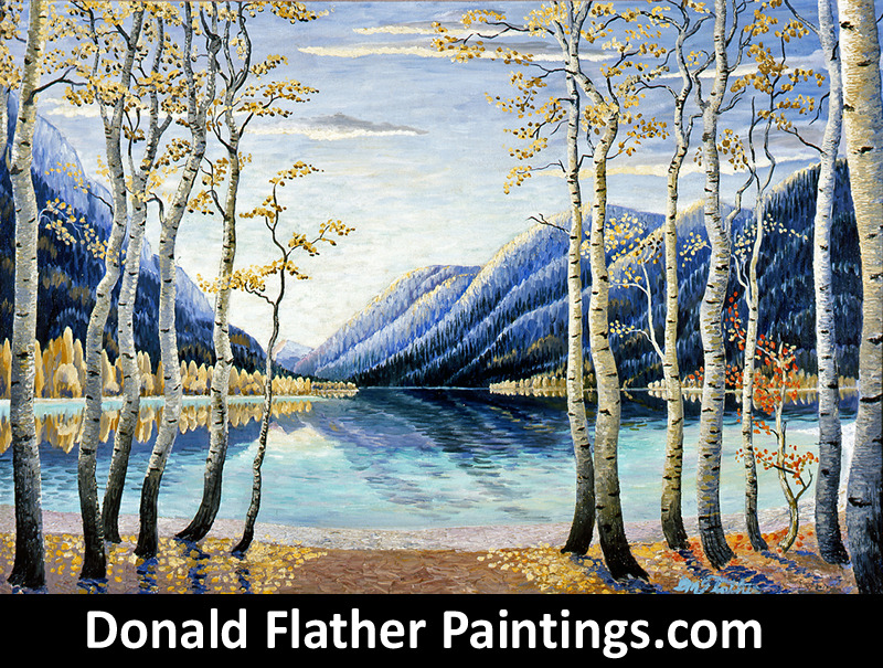 Donald Flather original Canadian oil landscape painting titled Pavillion Lake BC Interior