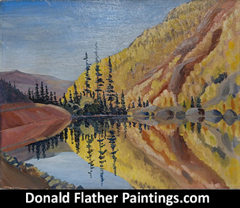 Click here for a larger image of this original oil landscape painting totled 'Lake of the Woods' to save for custom picture framing options