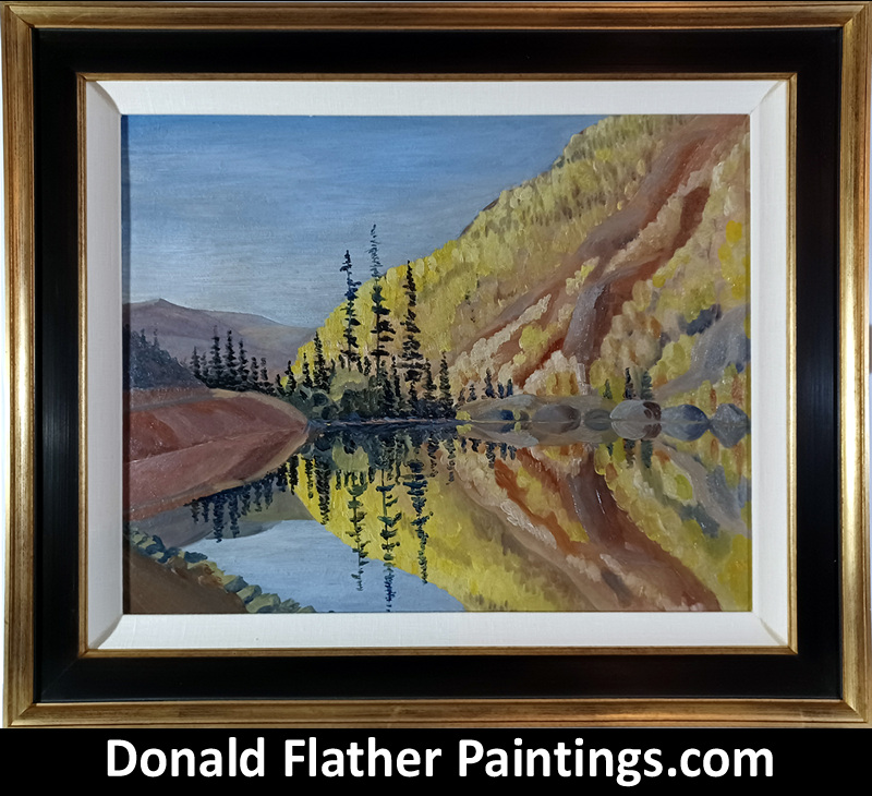 Donald Flather original Canadian oil landscape painting titled 'Lake of the Woods - 4 miles North of Hope, BC'