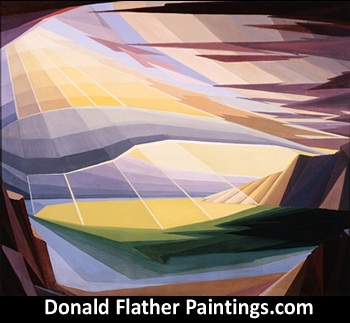 Click here to see Dr. DM Flather's  original Canadian oil landscape painting titled Vistangulata unframed view