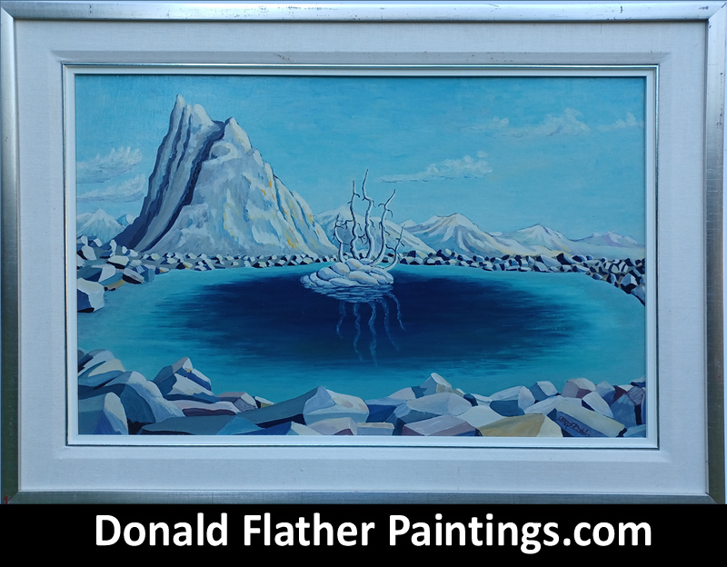 Donald Flather original framed Canadian oil painting from the Rocky Mountains titled 'Alpine Scene - St. Marys Alpine Park'