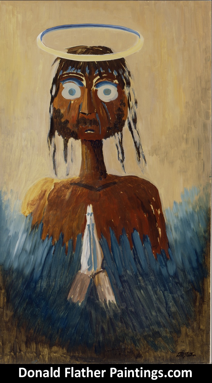 Donald Flather original Canadian oil painting titled Portrait of the Instant Expert of Enviromental Problems