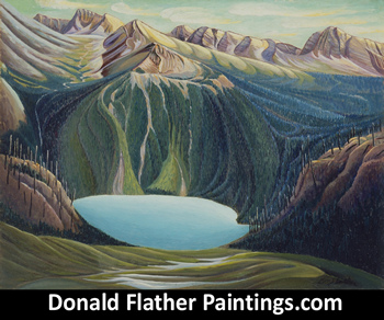 Click here to see another original oil painting of Marvel Lake, Alberta by DM Flather
